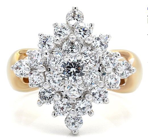 MAJESTIC 6.5CT CZ CLUSTER RING 18KGP-size 8